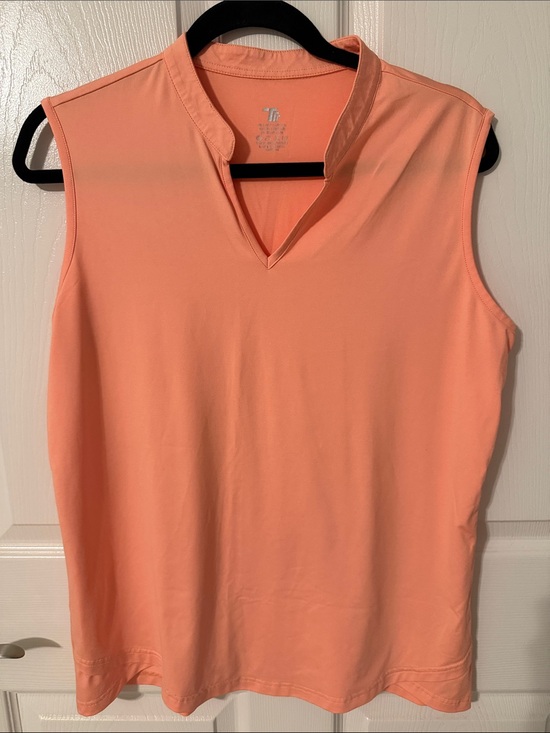 Tops - Women's Sleeveless Split-Neck Golf Top - Coral Peach